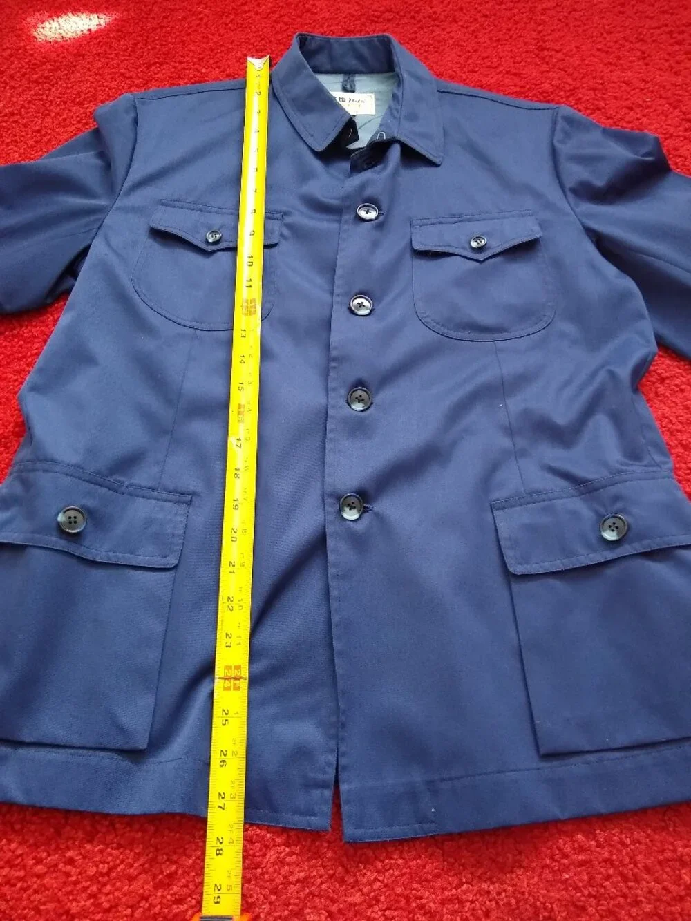 vintage 70s cargo utility trench coat top overshirt blouse - Picture 6 of 9